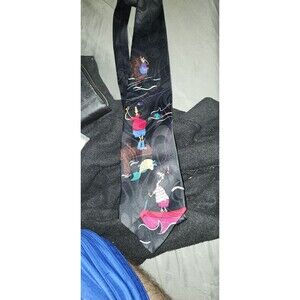 Hallmark The Big Catch Fishing Humor Tie Black 4” Wide Novelty 57” Long